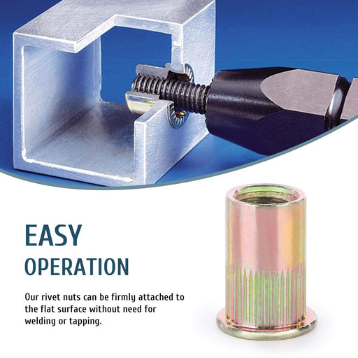 Kit de tuercas remachables, 380 piezas, SAE y métricas, con tuercas remachables de cabeza plana de acero al carbono galvanizado - Quierox - Tienda Online