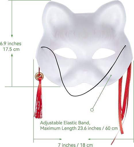 Kitsune Inu Boku Zorro Gato Lindo Cosplay Media Máscara - Quierox - Tienda Online