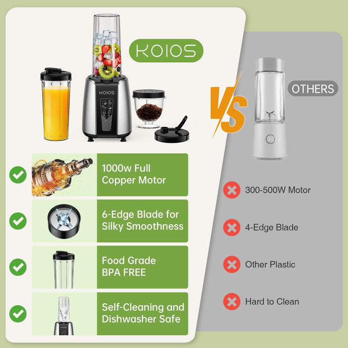 KOIOS Smoothie licuadora personal de hasta 1000 W para batidos y smoothies - Quierox - Tienda Online