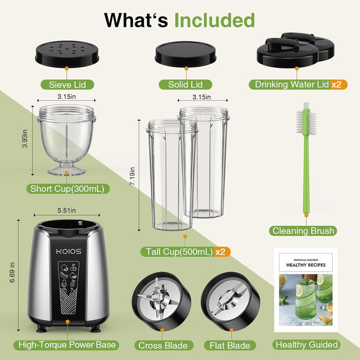 KOIOS Smoothie licuadora personal de hasta 1000 W para batidos y smoothies - Quierox - Tienda Online