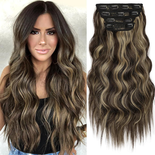KooKaStyle 1 pieza de Extension de cabello sintético con pinzas, largo y ondulado - Quierox - Tienda Online