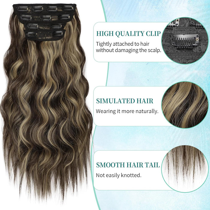KooKaStyle 1 pieza de Extension de cabello sintético con pinzas, largo y ondulado - Quierox - Tienda Online