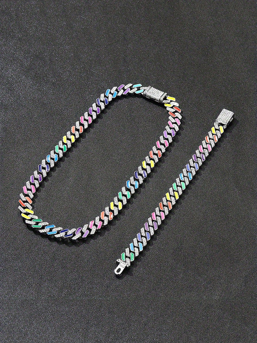 Kuuioe - Collar de cadena con incrustaciones de diamantes de imitación, estilo europeo - Quierox - Tienda Online