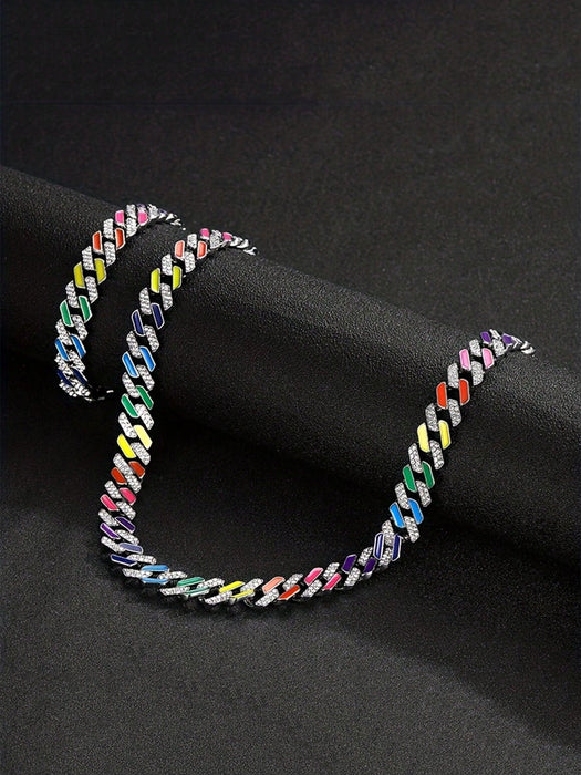 Kuuioe - Collar de cadena con incrustaciones de diamantes de imitación, estilo europeo - Quierox - Tienda Online
