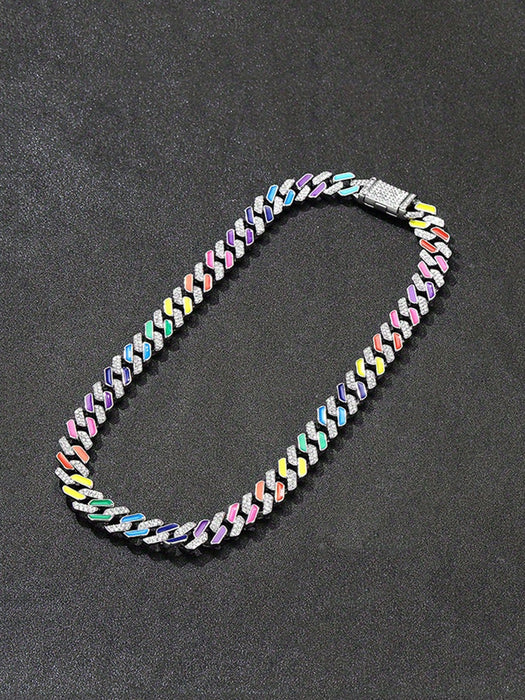 Kuuioe - Collar de cadena con incrustaciones de diamantes de imitación, estilo europeo - Quierox - Tienda Online