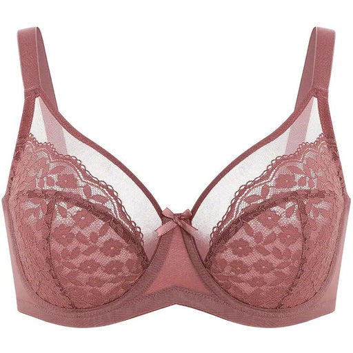Lacsper Minimizer Floral Lace Unlined Comfort Sin relleno Con aros Con banda inferior - Quierox - Tienda Online