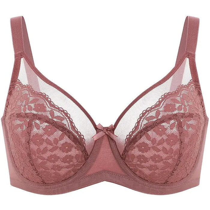 Lacsper Minimizer Floral Lace Unlined Comfort Sin relleno Con aros Con banda inferior - Quierox - Tienda Online