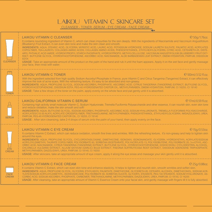 LAIKOU Set de cuidado de la piel con vitamina C para mujer - Quierox - Tienda Online