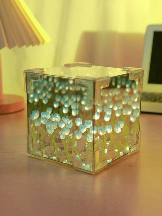 Lámpara de tulipán hecha a mano con espejo acrílico, diseño de flores marinas, luz nocturna - Quierox - Tienda Online