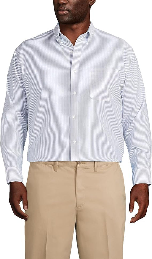 Lands' End Camisa de vestir Oxford Supima para hombre, talla grande y alta, con patrón - Quierox - Tienda Online