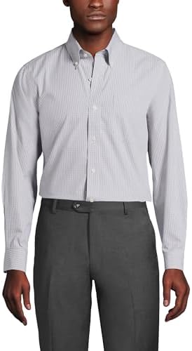Lands' End Camisa de vestir para hombre, de corte tradicional, lisa, sin planchado - Quierox - Tienda Online