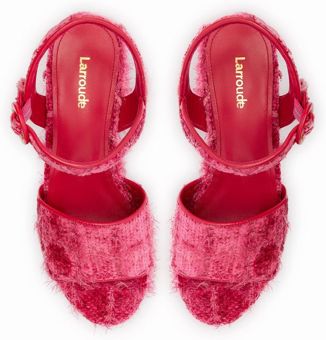 Larroudé Sandalia Miso De Terciopelo Agami Rosa - Quierox - Tienda Online