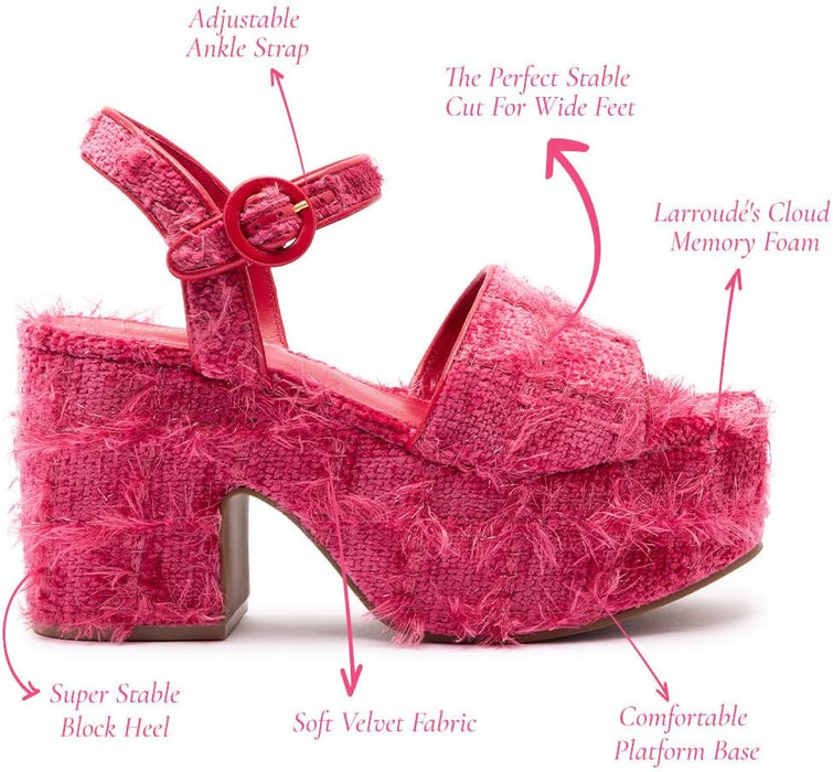 Larroudé Sandalia Miso De Terciopelo Agami Rosa - Quierox - Tienda Online