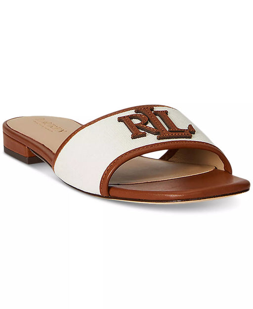 Lauren Ralph Lauren Sandalias planas de lona con detalles de cuero Everley para mujer - Quierox - Tienda Online