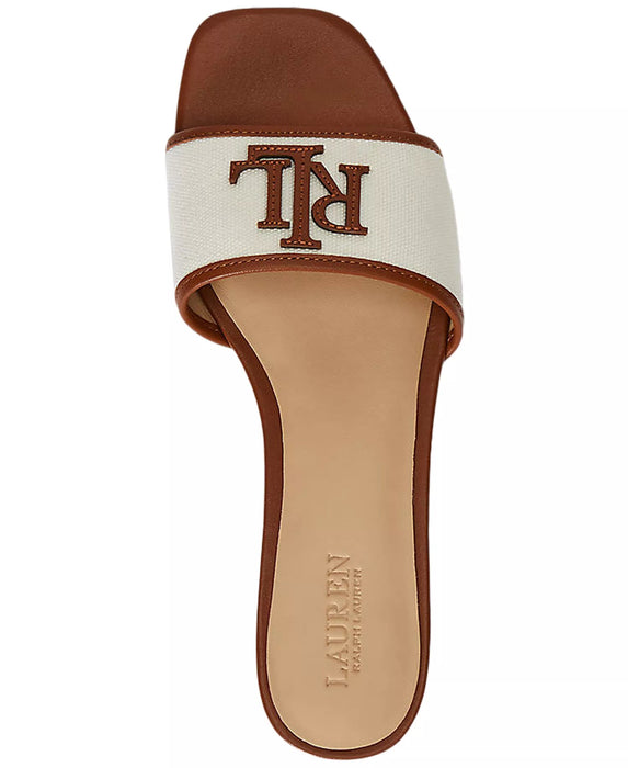 Lauren Ralph Lauren Sandalias planas de lona con detalles de cuero Everley para mujer - Quierox - Tienda Online