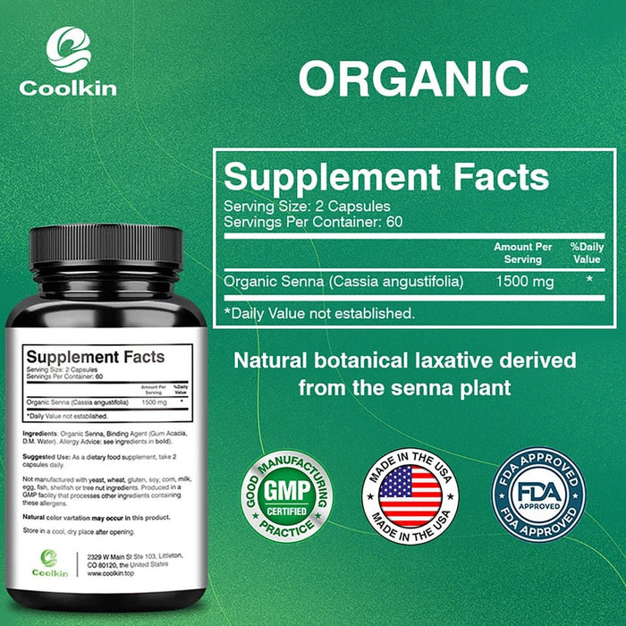 Laxante Senna Orgánico 1500mg - Limpieza y Desintoxicación, Apoyo Digestivo, 30 CAPSULAS - Quierox - Tienda Online