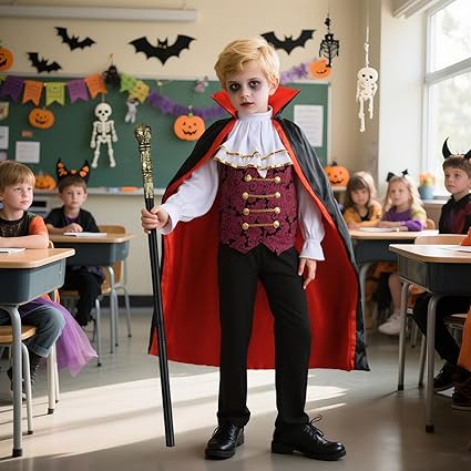 lckellong Disfraz de vampiro para niños, con capa de vampiro y cetro, disfraz gótico de vampiro - Quierox - Tienda Online