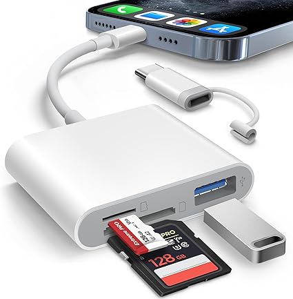 Lector de tarjetas SD AkHolz para iPhone iPad con conectores duales Lightning y USB - C - Quierox - Tienda Online