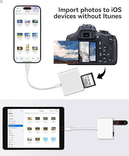Lector de tarjetas SD AkHolz para iPhone iPad con conectores duales Lightning y USB - C - Quierox - Tienda Online