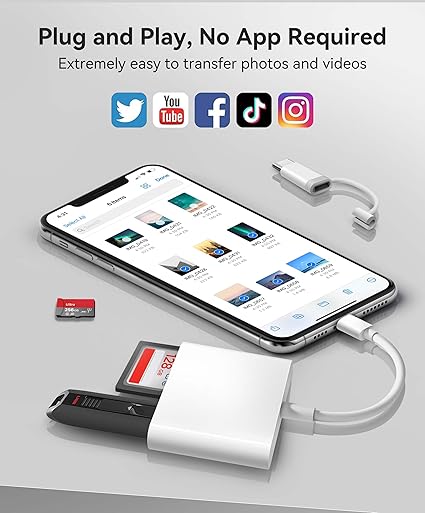 Lector de tarjetas SD AkHolz para iPhone iPad con conectores duales Lightning y USB - C - Quierox - Tienda Online