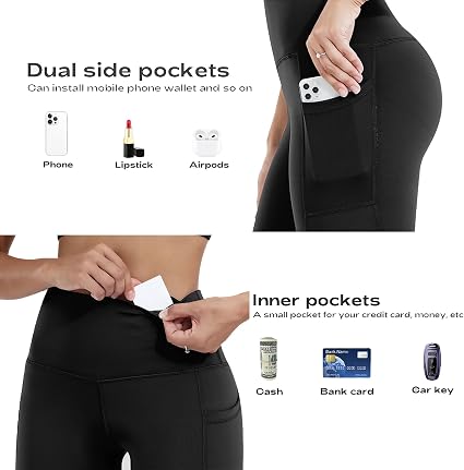 Leggings capri atléticos para mujer con bolsillos de cintura alta, para entrenamiento - Quierox - Tienda Online
