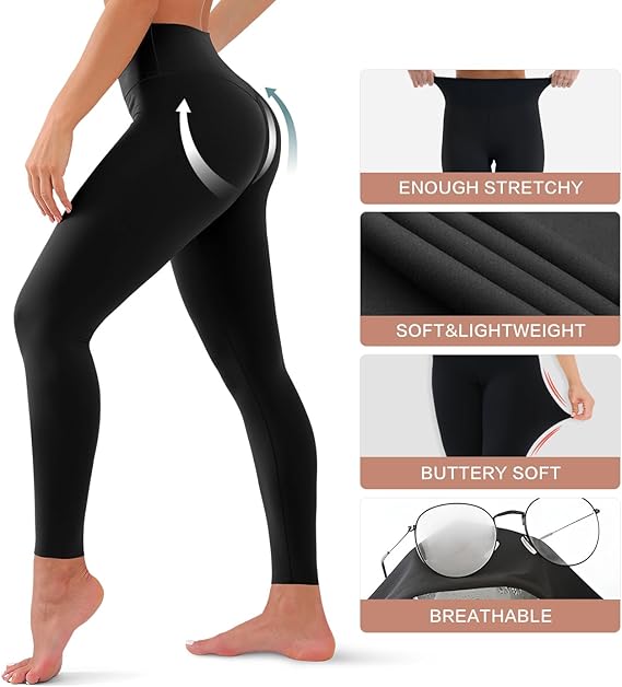 Leggings de cintura alta con bolsillos laterales para mujer y control de abdomen suave - Quierox - Tienda Online