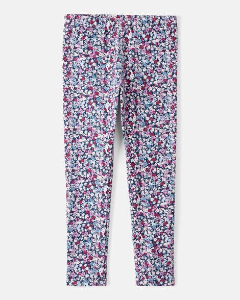 Leggings elásticos de algodón con estampado floral para niñas - Morado - Quierox - Tienda Online
