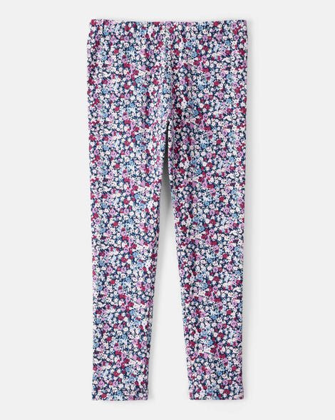 Leggings elásticos de algodón con estampado floral para niñas - Morado - Quierox - Tienda Online