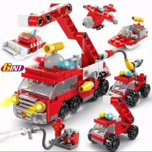 Lele Brother 6 - en - 1 Mini juego de juguetes de construcción de transporte urbano para bloques de construcción - Quierox - Tienda Online