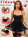 Lencería sexy para mujer, babydoll de encaje, camisón push-up con dobladillo de pétalo y liguero - Quierox - Tienda Online