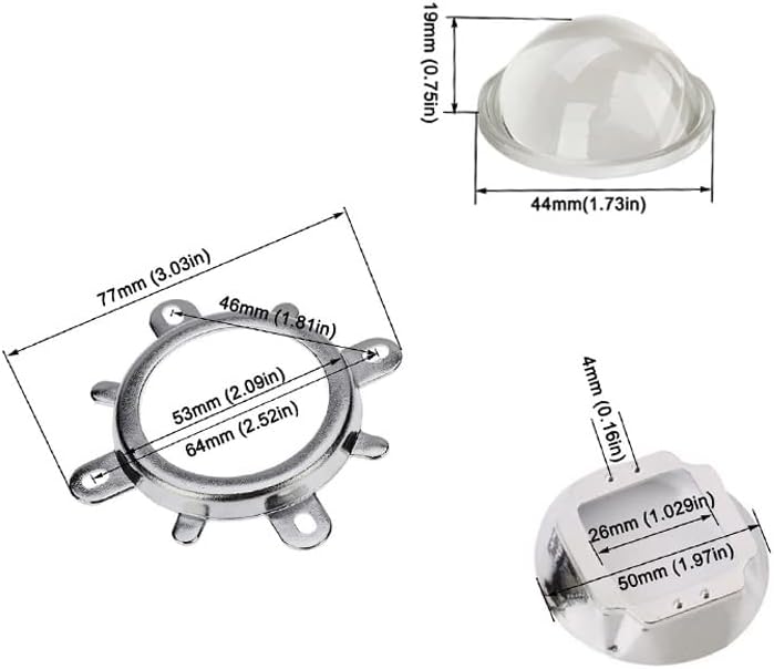 Lente LED de 60 grados, vidrio óptico + colimador reflector + soporte fijo para chip de alta potencia - Quierox - Tienda Online
