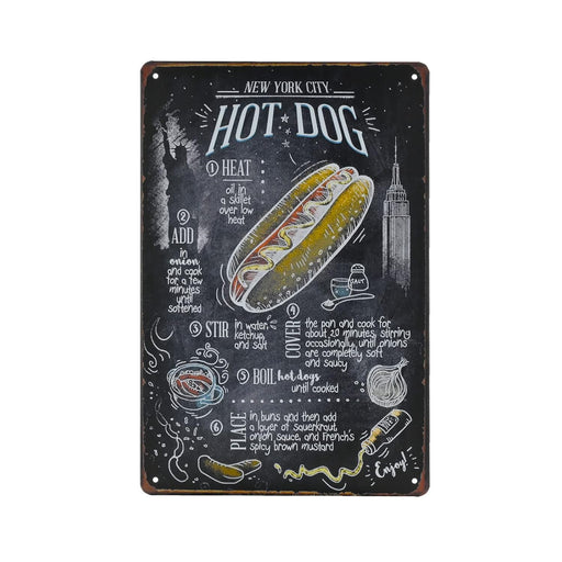 Letrero de hojalata vintage de comida rápida - Letrero de metal - Quierox - Tienda Online
