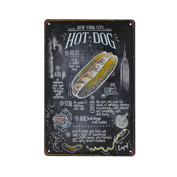 Letrero de hojalata vintage de comida rápida - Letrero de metal - Quierox - Tienda Online