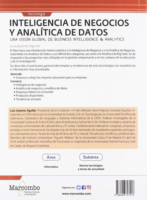 Libro Inteligencia de negocios y analítica de datos de Luis Joyanes Aguilar, Tapa blanda - Quierox - Tienda Online