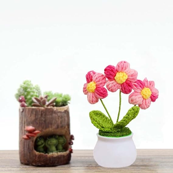 Lindas flores de ganchillo para mamá, decoración de bricolaje rosa - Quierox - Tienda Online