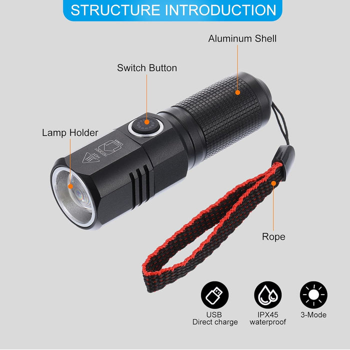 Linterna LED pequeña escalable uxcell, linterna LED de aluminio de 3 modos - Quierox - Tienda Online