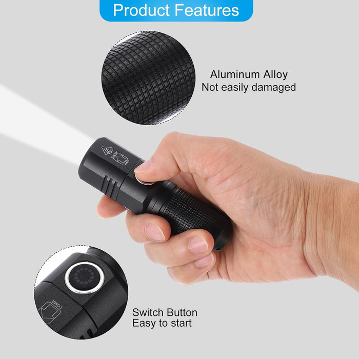 Linterna LED pequeña escalable uxcell, linterna LED de aluminio de 3 modos - Quierox - Tienda Online