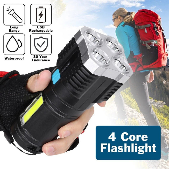Linterna LED recargable, brillante, resistente al agua y portátil,con 4 modos de luz - Quierox - Tienda Online