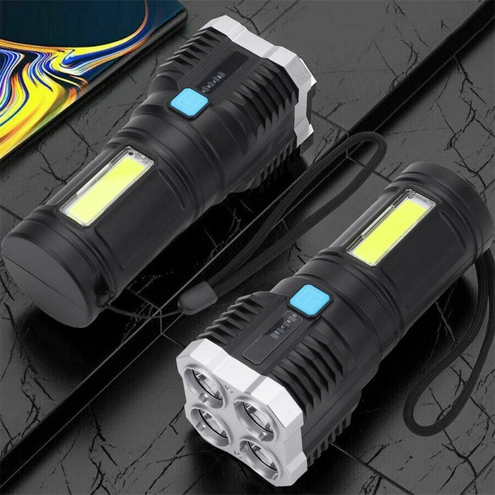 Linterna LED recargable, brillante, resistente al agua y portátil,con 4 modos de luz - Quierox - Tienda Online