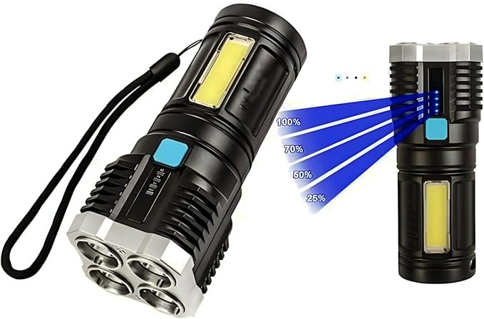 Linterna LED recargable, brillante, resistente al agua y portátil,con 4 modos de luz - Quierox - Tienda Online