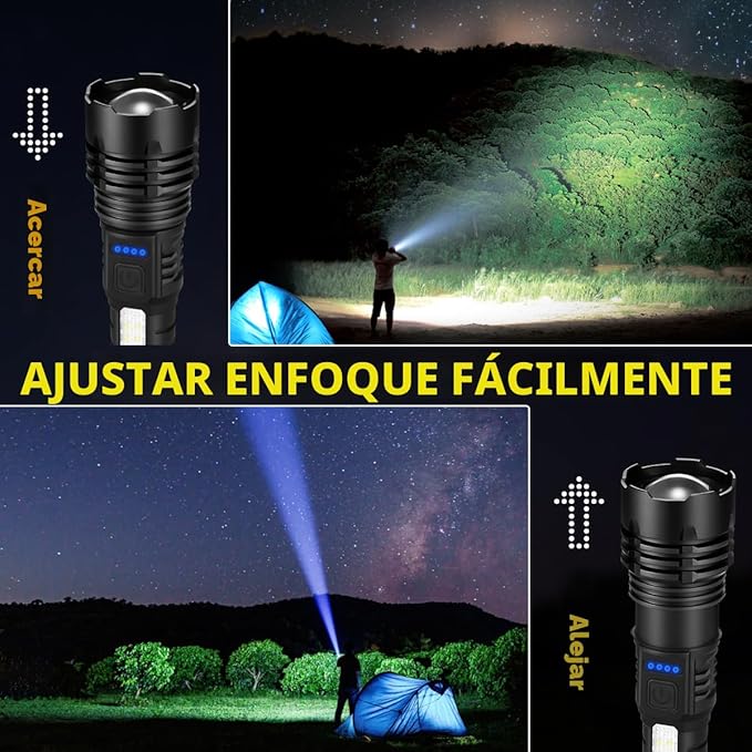 Linternas Recargables de Alto Lúmenes, Luz Táctil Ajustable Paquete de 2 - Quierox - Tienda Online
