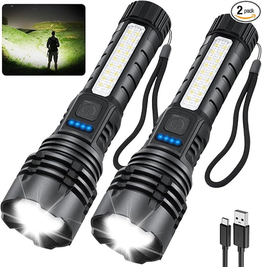 Linternas Recargables de Alto Lúmenes, Luz Táctil Ajustable Paquete de 2 - Quierox - Tienda Online