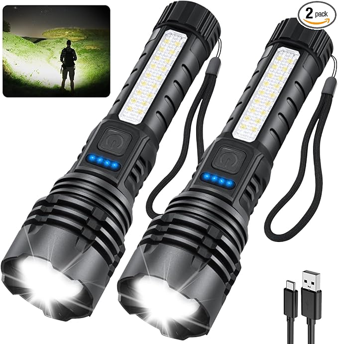 Linternas Recargables de Alto Lúmenes, Luz Táctil Ajustable Paquete de 2 - Quierox - Tienda Online