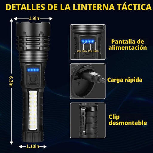 Linternas Recargables de Alto Lúmenes, Luz Táctil Ajustable Paquete de 2 - Quierox - Tienda Online