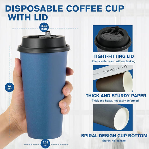 LITOPAK Paquete de 85 unidades de tazas de papel desechables para café de 20 oz con tapas para café, agua, jugo o té - Quierox - Tienda Online