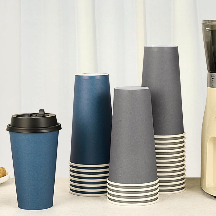 LITOPAK Paquete de 85 unidades de tazas de papel desechables para café de 20 oz con tapas para café, agua, jugo o té - Quierox - Tienda Online