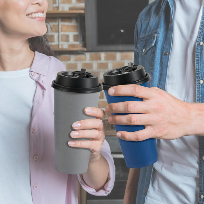 LITOPAK Paquete de 85 unidades de tazas de papel desechables para café de 20 oz con tapas para café, agua, jugo o té - Quierox - Tienda Online