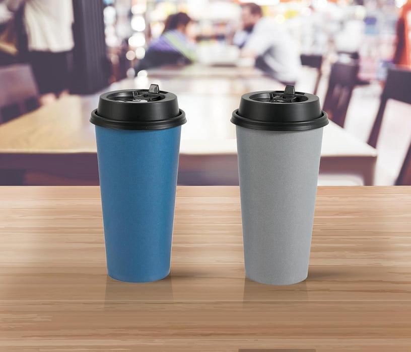 LITOPAK Paquete de 85 unidades de tazas de papel desechables para café de 20 oz con tapas para café, agua, jugo o té - Quierox - Tienda Online