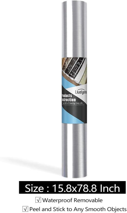 Livelynine - Papel tapiz autoadhesivo de níquel cepillado para despegar y pegar de 15,8" x 78,8 " - Quierox - Tienda Online