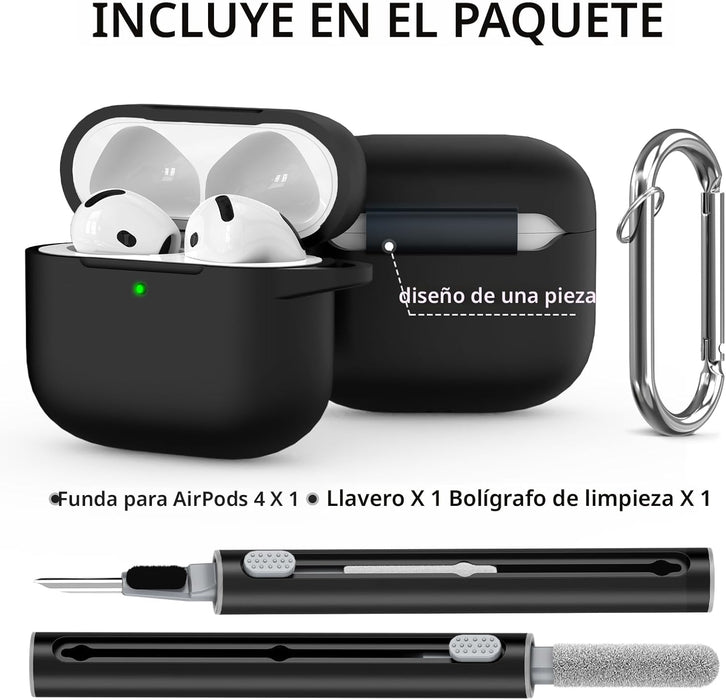 Ljusmicker Funda para AirPods 4 con juego de limpieza, funda protectora de silicona suave - Quierox - Tienda Online